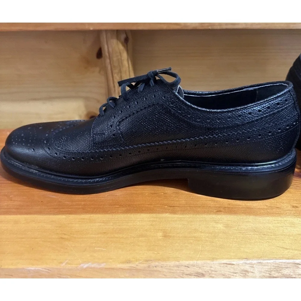 Sears Vintage Dress‎ Shoes Men's 9.5 D Wingtip Oxfords Leather Black Brogue